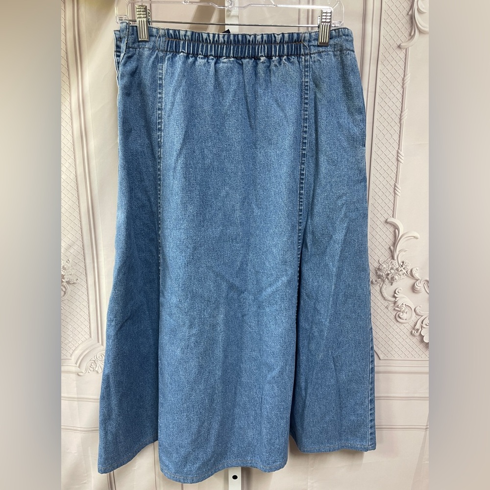 Vintage Original TY Wear A Line Midi Denim Cotton Skirt Size 8 Pockets - Picture 6 of 6